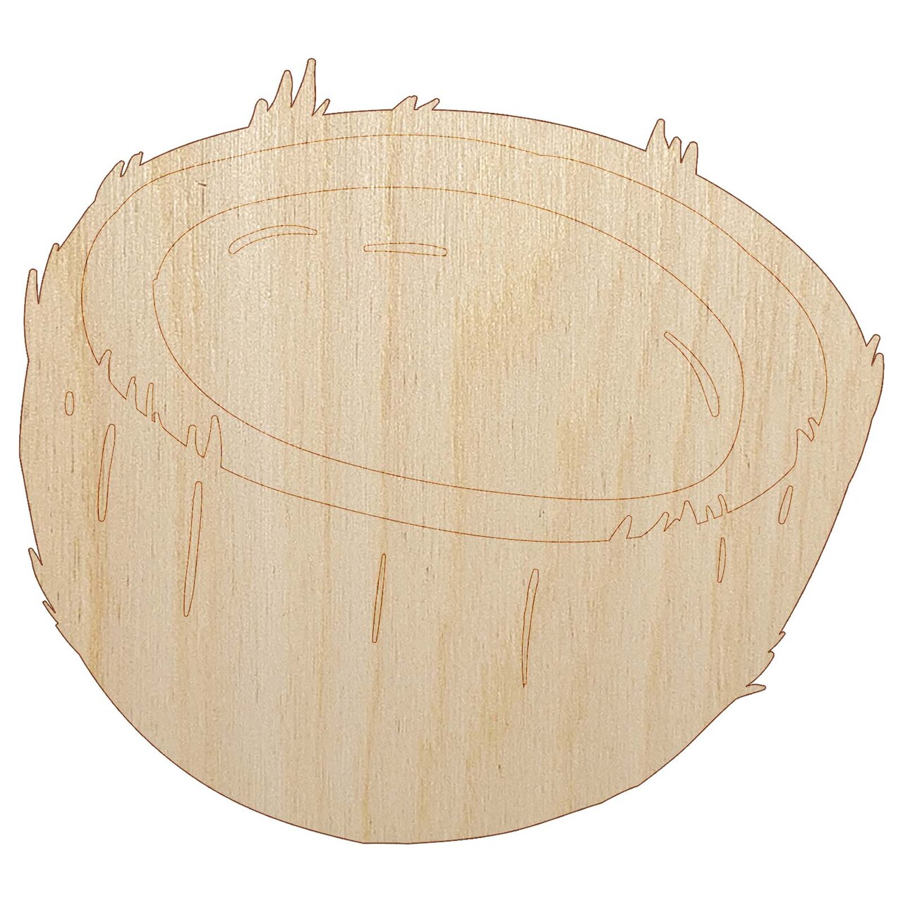 Cut Open Coconut Unfinished Wood Shape Piece Cutout for DIY Craft Projects